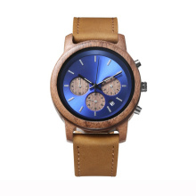 Trendy low moq private label watches minimalist chrono wood watches